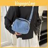 Trendy Street Style Denim Small Square Bag For Women Casual Simple Shoulder Bag With Zipper Closure