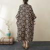 2025 Printed Stand Neck Loose Extra-Large Size Vacation Dress