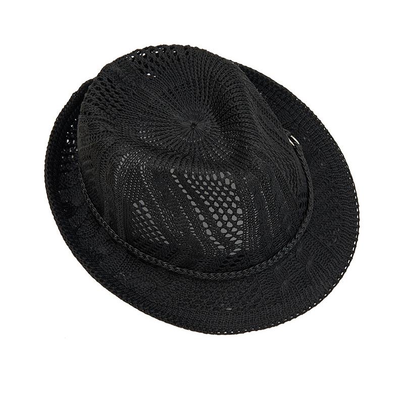 Summer Men Women Hollow Mesh Panama Hat British Retro Jazz Hat Vacation Breathable Sun Protection Sunshade Hat