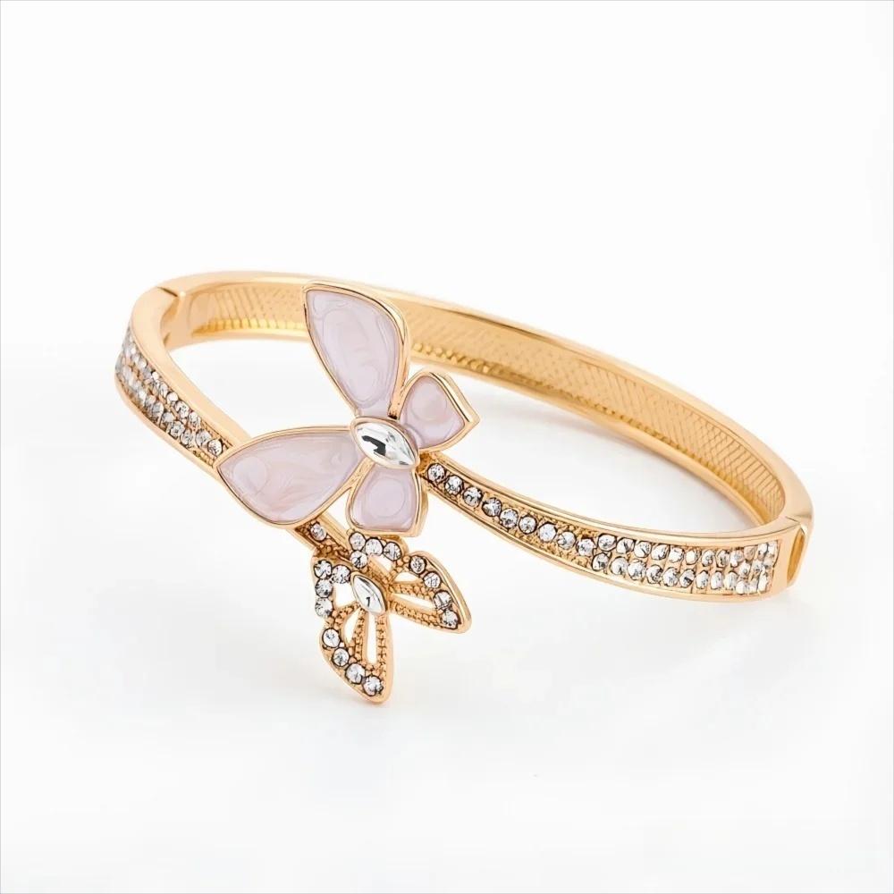 Butterfly Jewelry Set Romantic Bracelet Ring flower Necklace Earring Set Women Wedding Dinner Dress Accessories