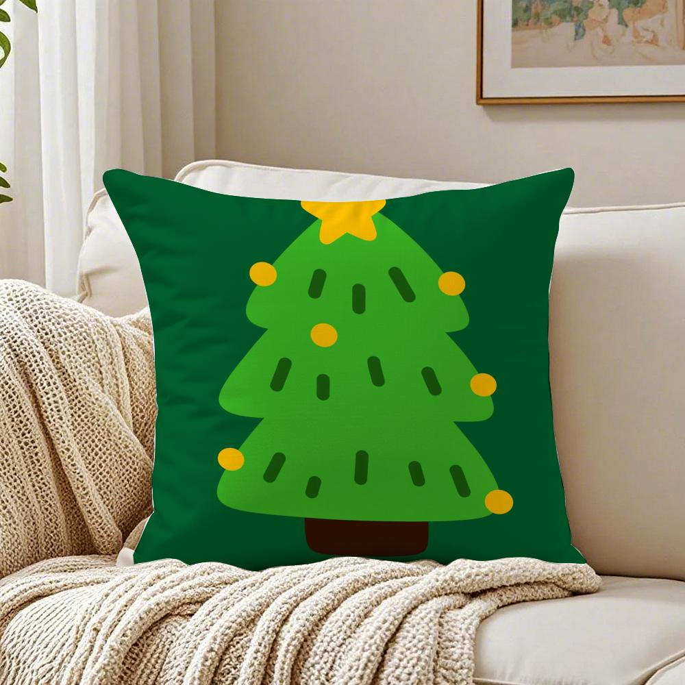 Art Festive Christmas Cushion Cover Linen Pillowcase Soft For Sofa Bed Home Room Decor