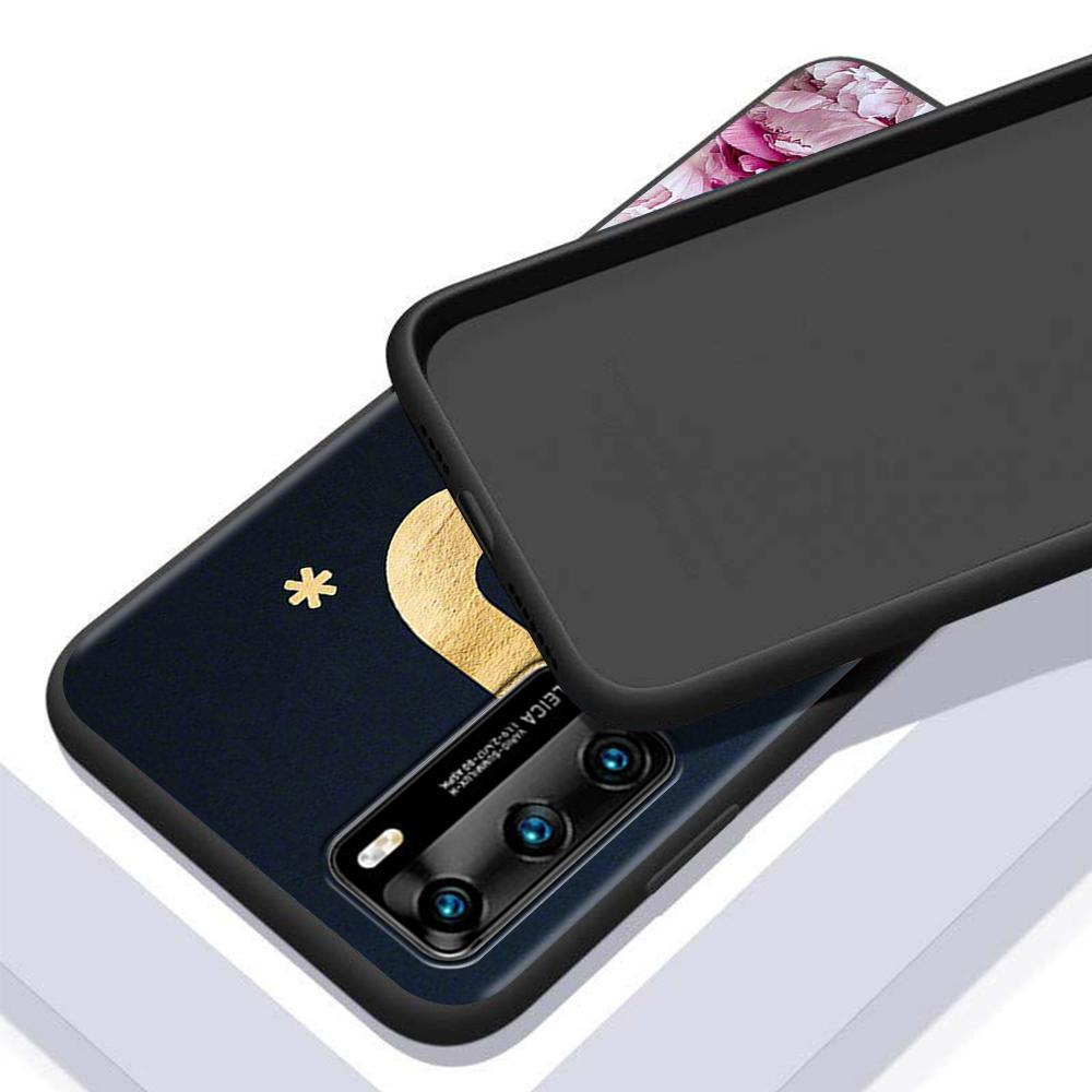 Golden Letter Flower Case for Huawei P30 P Smart Z P40 Lite E P20 Y6 Y7 Y9 2019 Honor 8X Play 9A 50 20 9X Pro Black Soft Cover