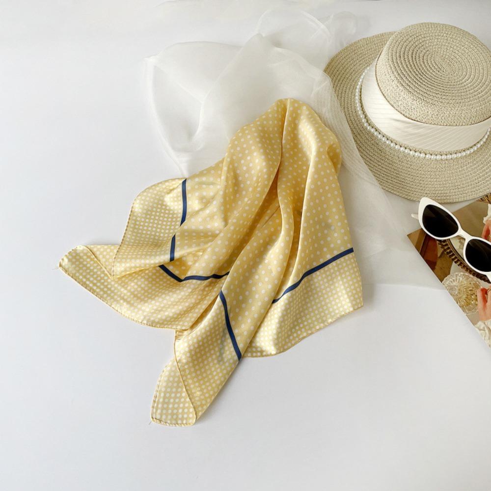 Printed Dot Print Scarf Colorful Polka Dot Silk Scarf Simple Hair Scarf Female