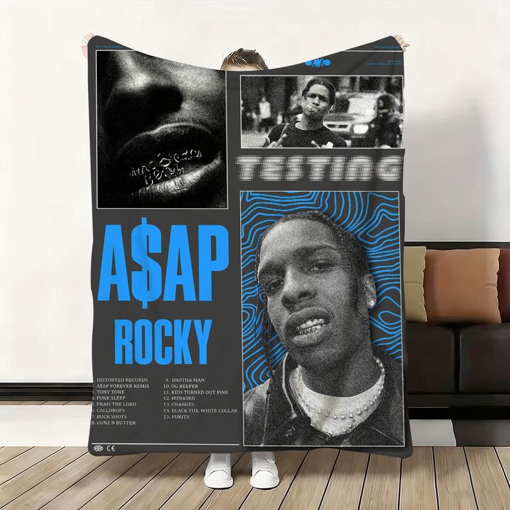 A$Aps R-Rocky A-Asap Throw Flannel Fluffy Soft Blanket Warm Skin-Friendly Throw For Sofa Bed Office Nap Winter