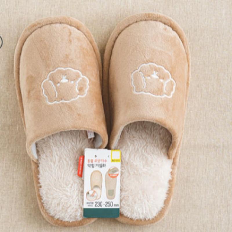 Daiso Embroidered Point Fur Living Room Shoes 230 250 Mm Brown