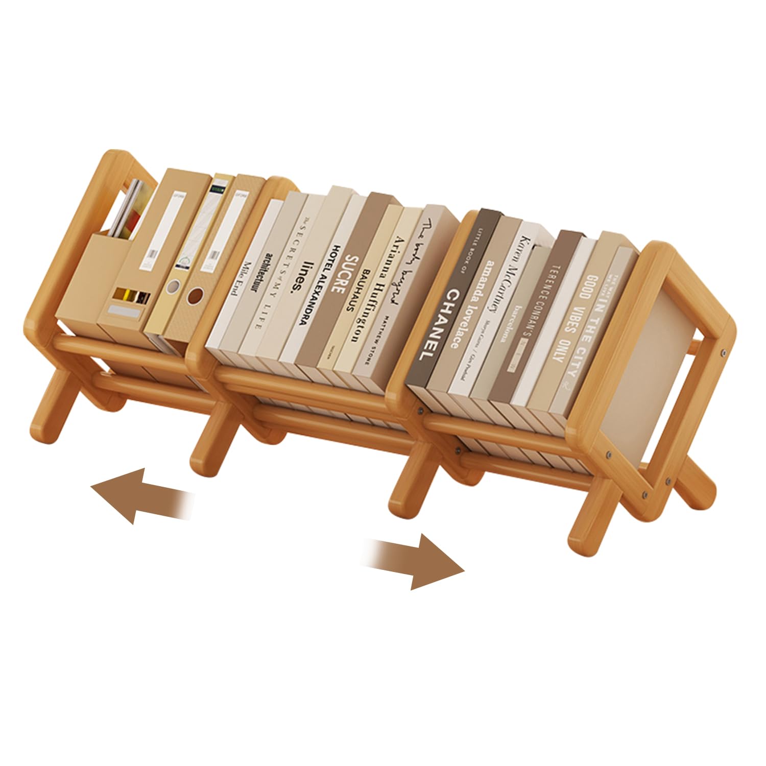 Forthcan Desk Extendable Desk Storage Book Document Book Width x Depth 22cm x Height Wood Color Shelf, Bookshelf, Rack, Stand, Holder, Stand,