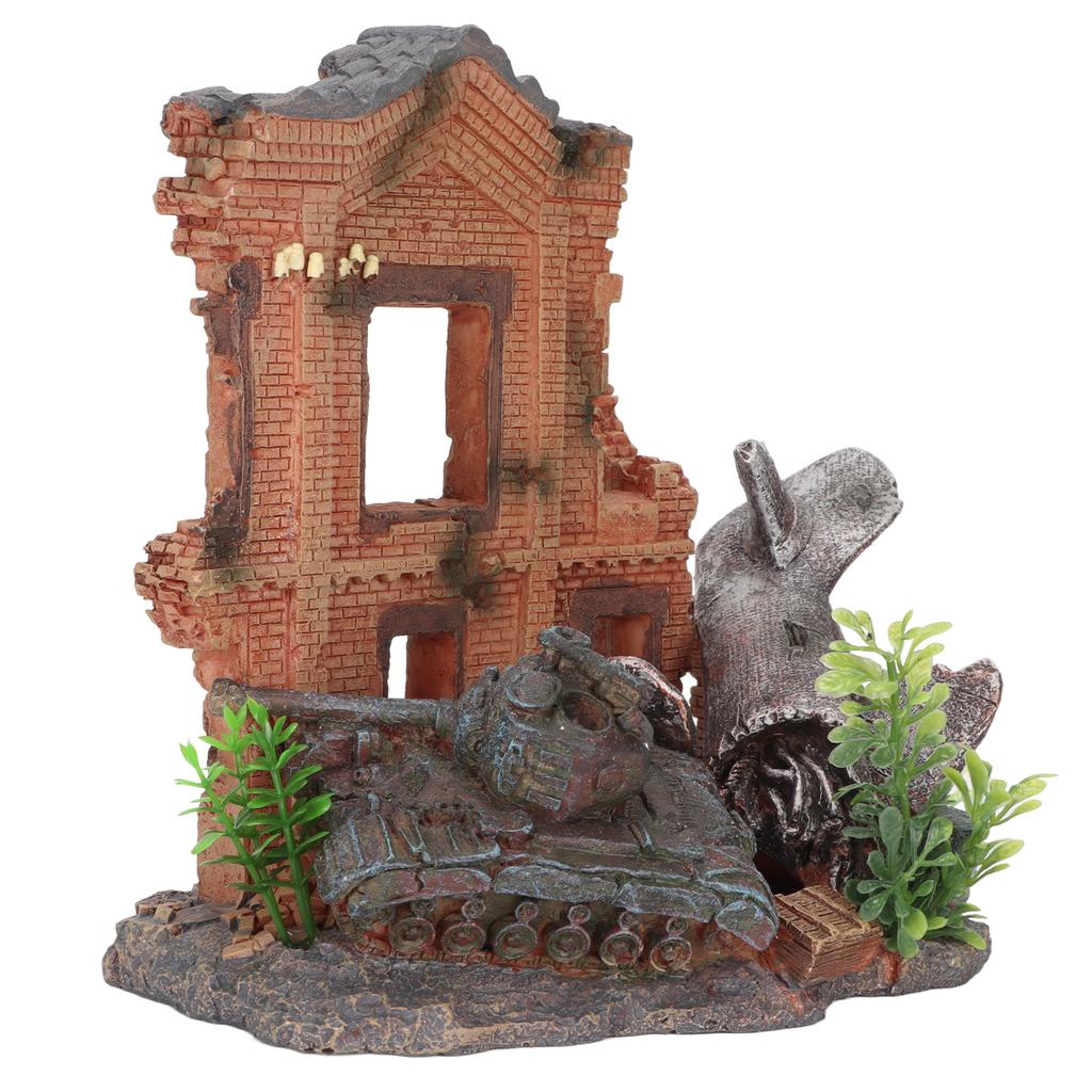 Aquarium Tower Decoration Artificial Plane Crash Resin Fish Tank Decoration for Fresh Water and Sea Water Tanks