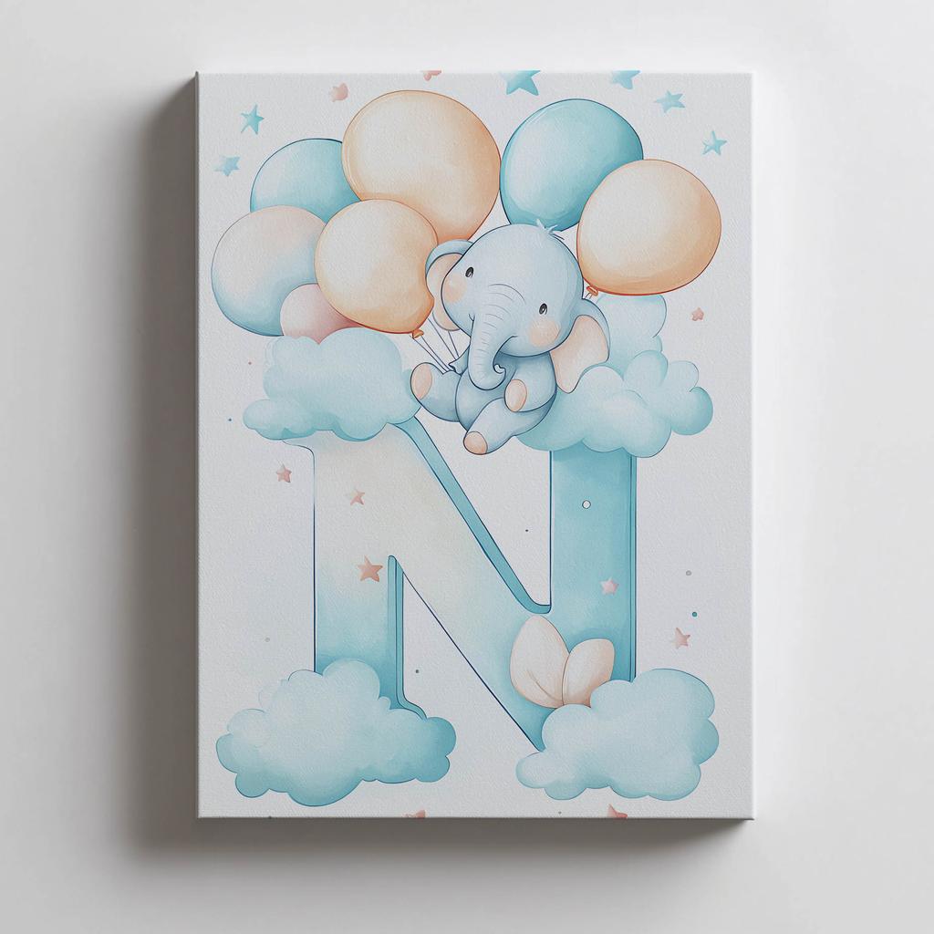 Plakat Literka N W Chmurach Plakat Literka N W Chmurach, 50X70 Cm, Rama Drewniana Jasny Dąb, Papier Matowy 230 Gsm