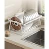 1PC Drainage Rack 33.5*23*14cm White Dish Rack With Tray Kitchen Sink Drainer Storage Organizer For Plates Kitchen Storage Parts