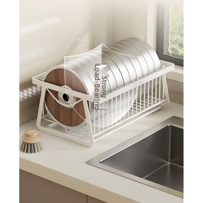 1PC Drainage Rack 33.5*23*14cm White Dish Rack With Tray Kitchen Sink Drainer Storage Organizer For Plates Kitchen Storage Parts