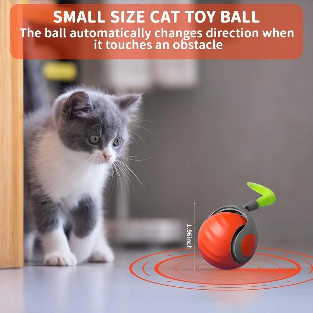 Interaktives Katzenspielzeug mit Feder, Intelligenter Katzenspielzeugball für Wohnungskatzen, USB-wiederaufladbare Katzenspielzeuge