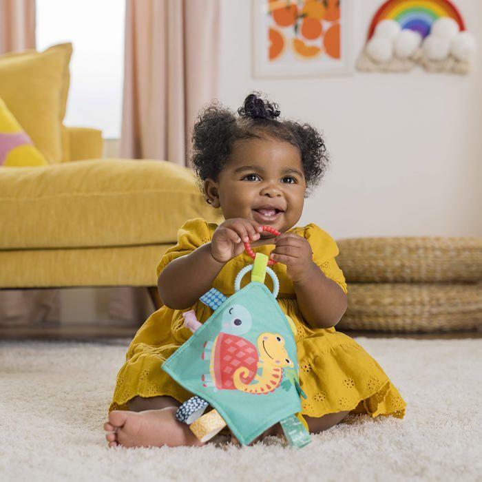 Cube D'éveil - Bright Starts - 12619-6-W11 - Doudou Nomade - Anneau Amovible - Étiquettes Taggies