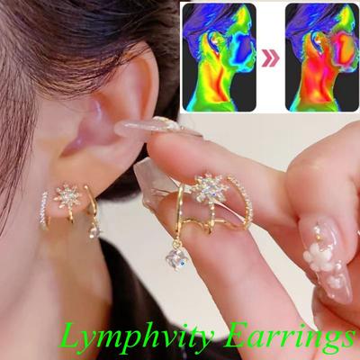 Koreanischer Lymphdrainage Achtzackiger Stern Ohrring Lymphatische Magnettherapie Germanium Ohrringe für Frauen Gewichtsverlust Schmuck
