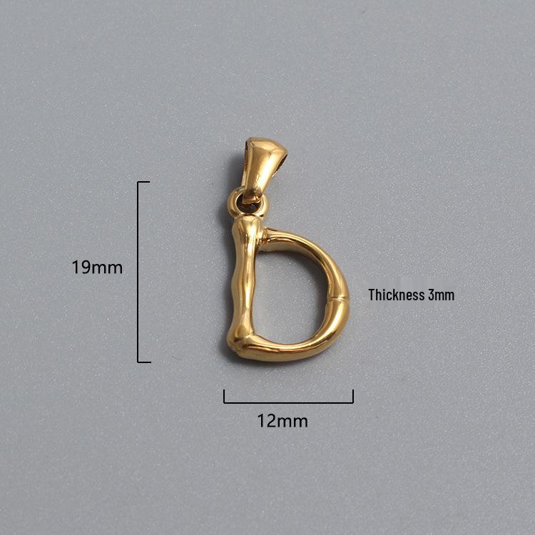 French Bamboo Joint Gold Letter Pendant Necklace - Retro Clavicle Chain Style for Women