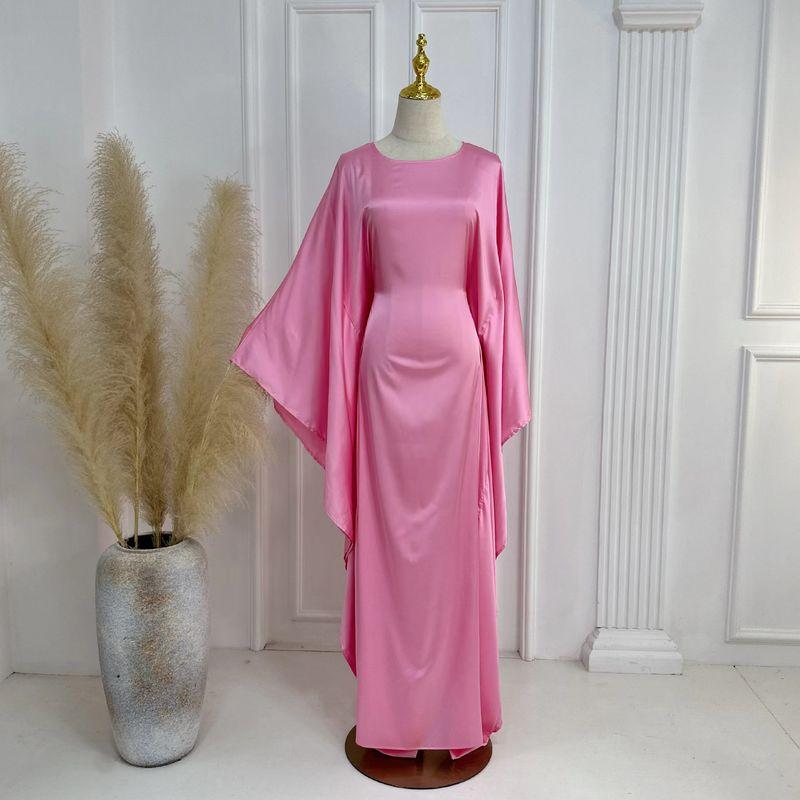 

New Fashion round Neck Batwing Sleeve Party Robe Dress round Neck Neck Bat Sleeve Dress Pink 1 yard