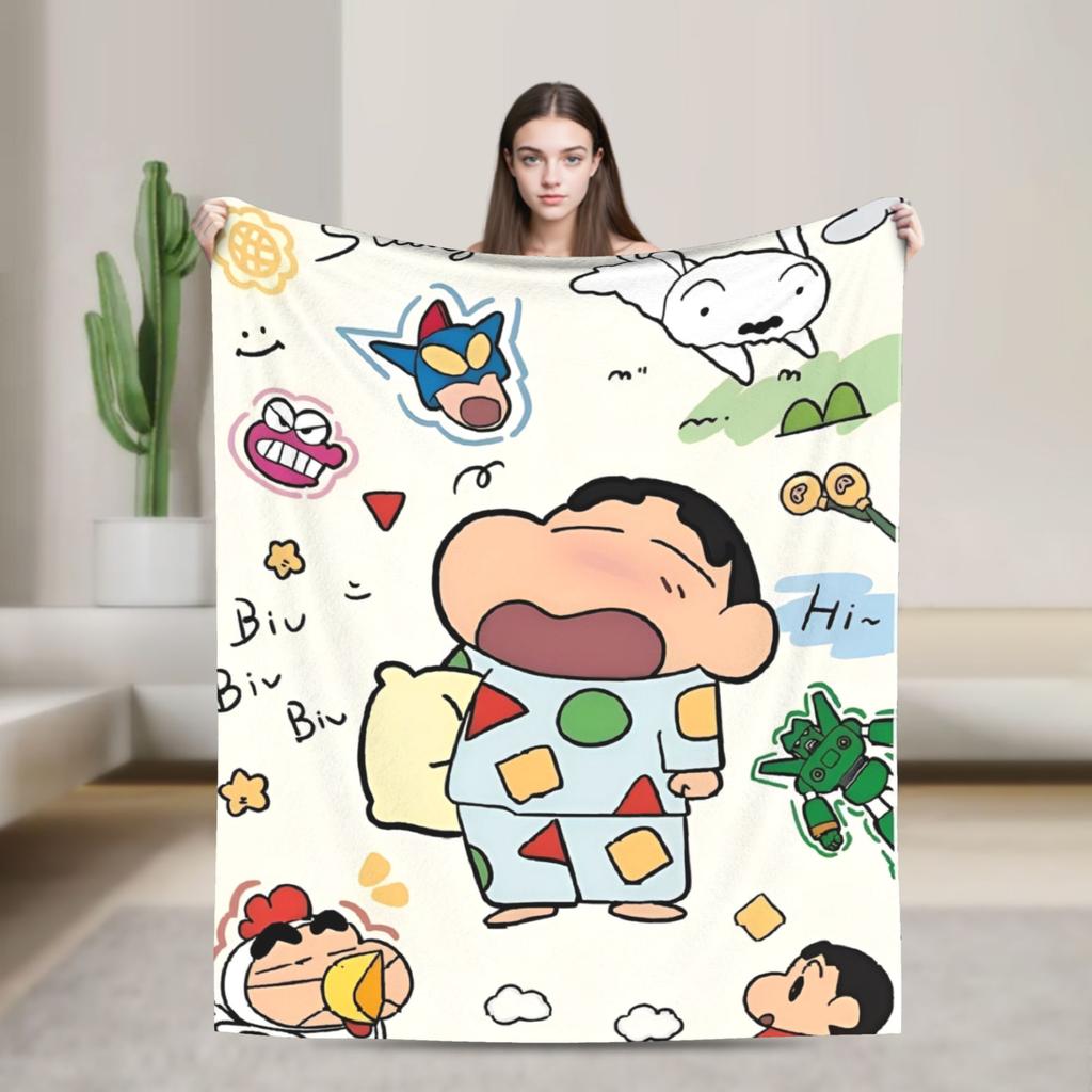 Crayon Shin chan Cartoon Decke Flanell Frühling Herbst Multifunktion Super Weich Überwurfdecken für Sofa Auto Bettwäsche Überwürfe