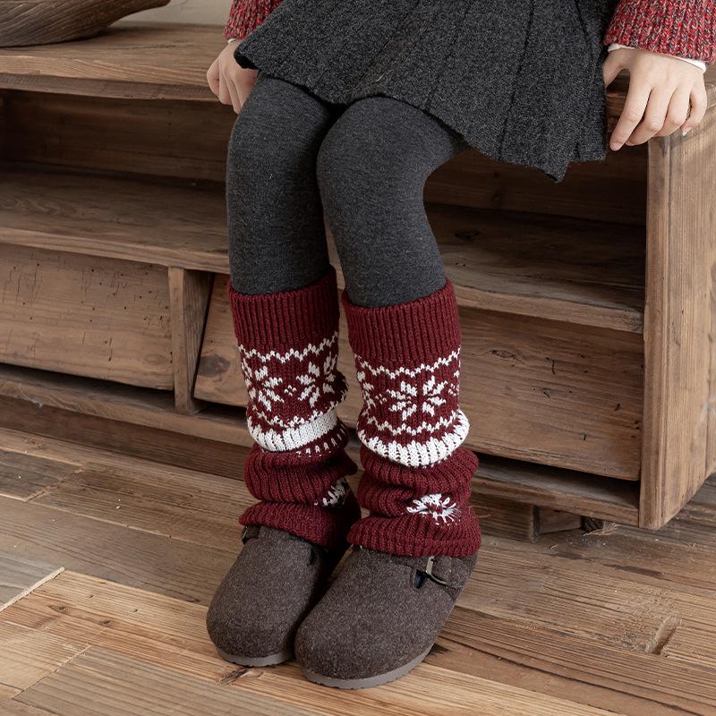 Girls' Festive Red Leg Warmers - Thick & Warm for Autumn/Winter