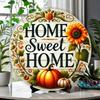 Vintage Aluminum Home Sweet Home Wreath Sign Wall Decor For Living Room Kitchen Bathroom Bedroom
