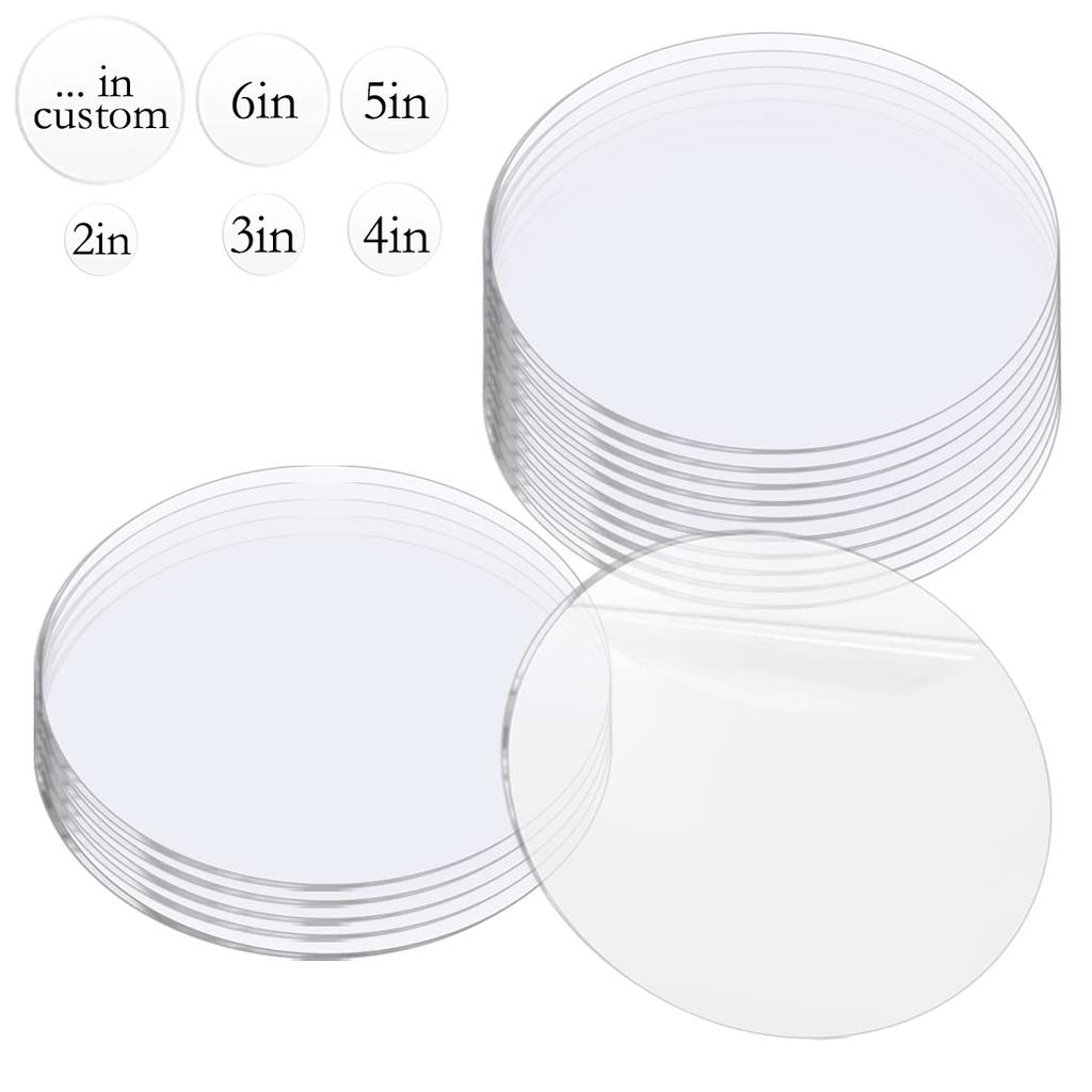 1/2mm Clear Circle Acrylic Sheet Plexiglass Disc Round Sign for Milestone Marker,Name Card,Cricut,Engraving,Painting,DIY Project