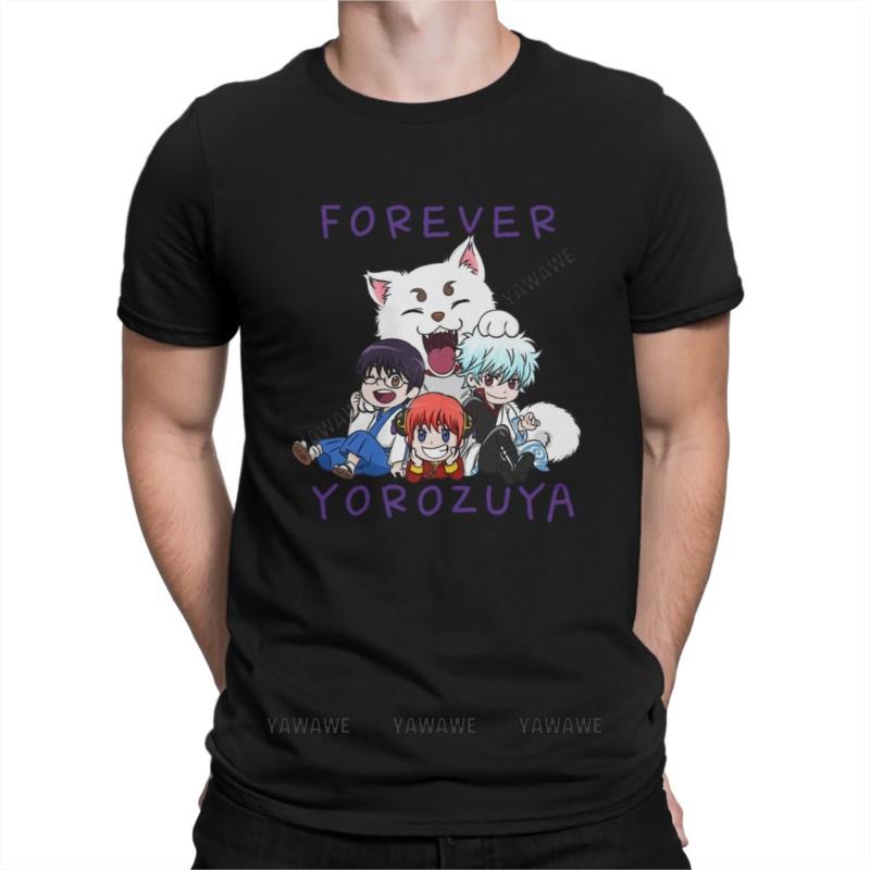 Unisex Forever Yorozuya T Shirts Gintama Kagura Anime Cotton Tops Casual Short Sleeve Crew Neck Tees Summer TShirts