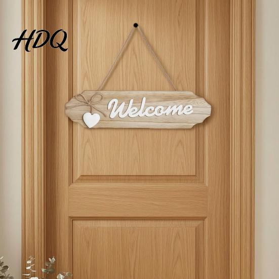 Weatherproof Entrance Sign Front Door Welcome Sign Pastoral Style Wall Decoration Rustic Wooden Housewarming Gifts for New Home Hanging Ornament