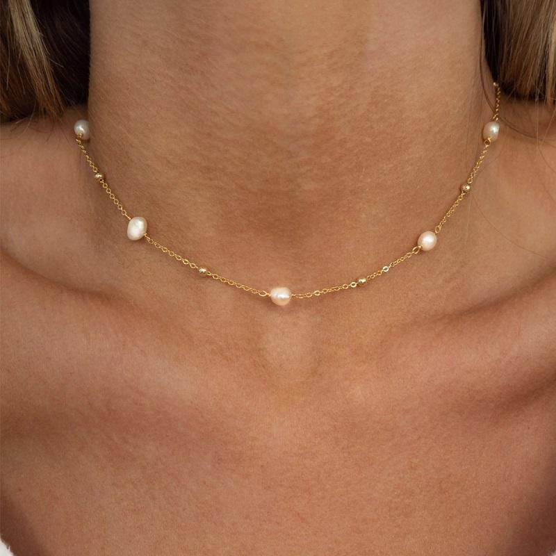 Stainless Steelss Shell Flower Pendant Necklace For Women Vintage Gold Color Heart Clavicle Chain Romantic Necklace Zircon Gift