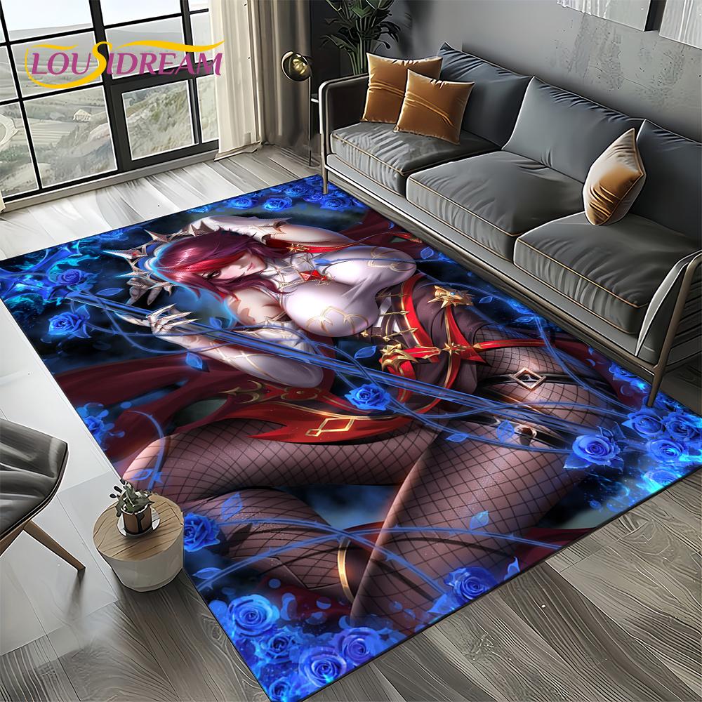 3D Sexy Krajka Krásná Dívka Dáma Kreslená Anime Postava Koberec Kobereček pro Obývací Pokoj Ložnici Domácí Dekorace Pohovky, Protiskluzová Podložka na Podlahu