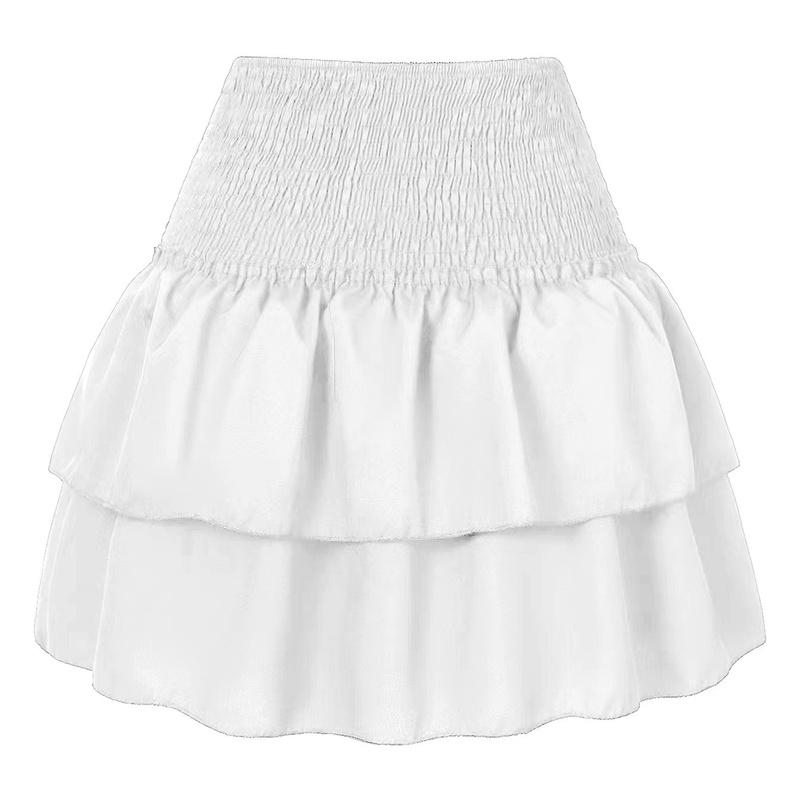 European Style Women Clothing Midi Skirt Ruffle Print Fashion Floral Mini
