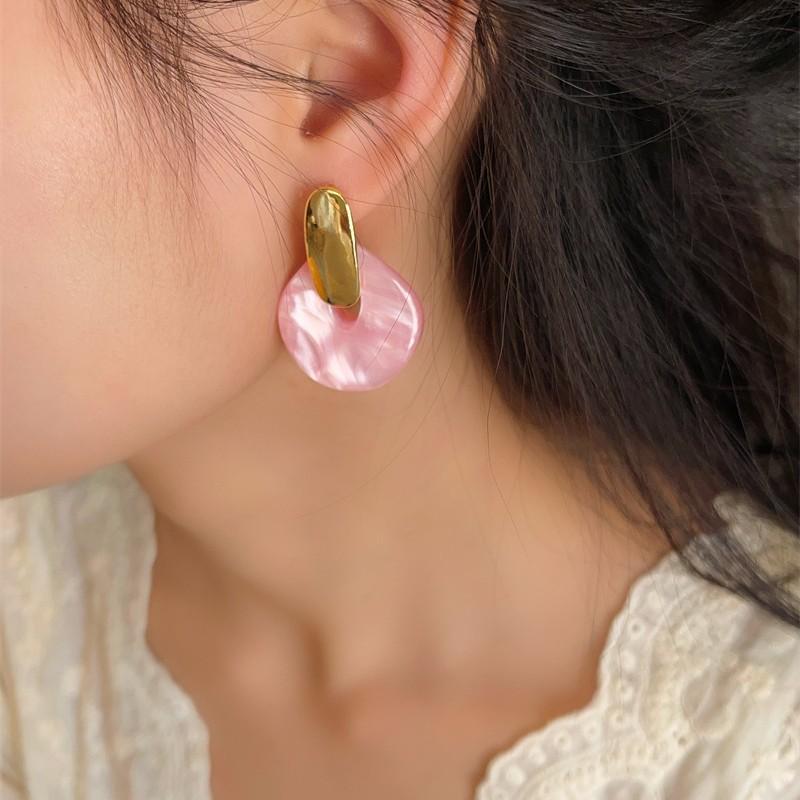 New Chinese Style Gradient Matte Acetate Resin Earrings Minimalist Luxury Ear Jewelry