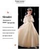 Elegant Girls' Long Formal Champagne Dress for Summer Piano Performance