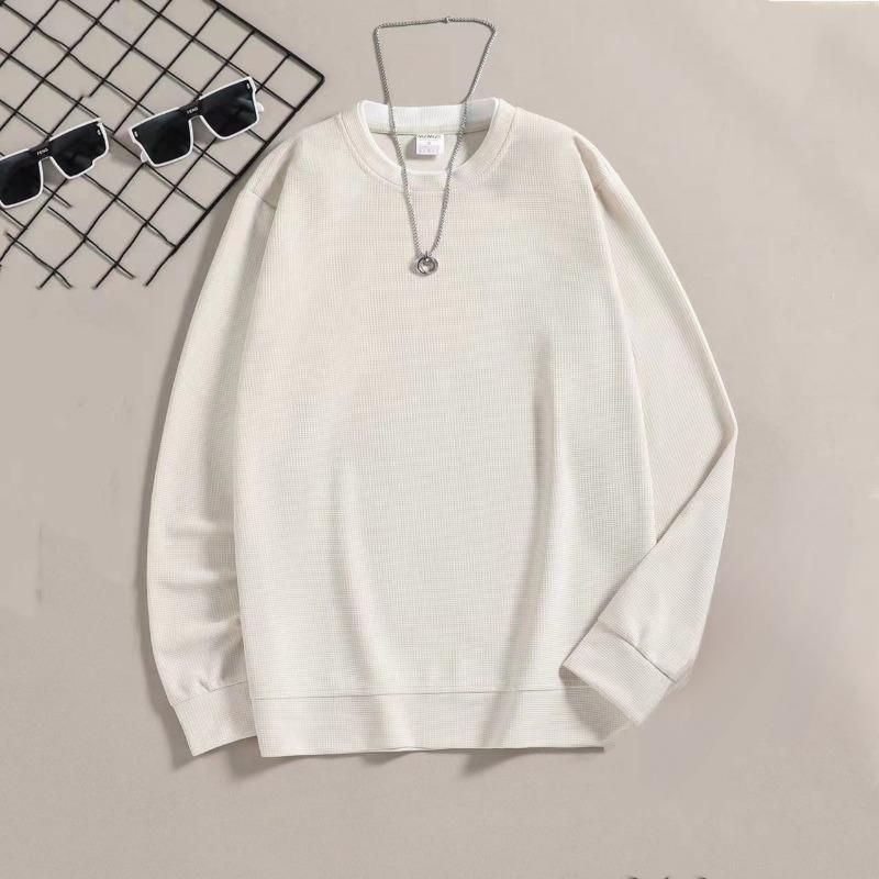 

Весенне-осенняя женская толстовка с длинным рукавом, вафельный двойной воротник, персонализированная толстовка, повседневный универсальный топ XXL слоновая кость