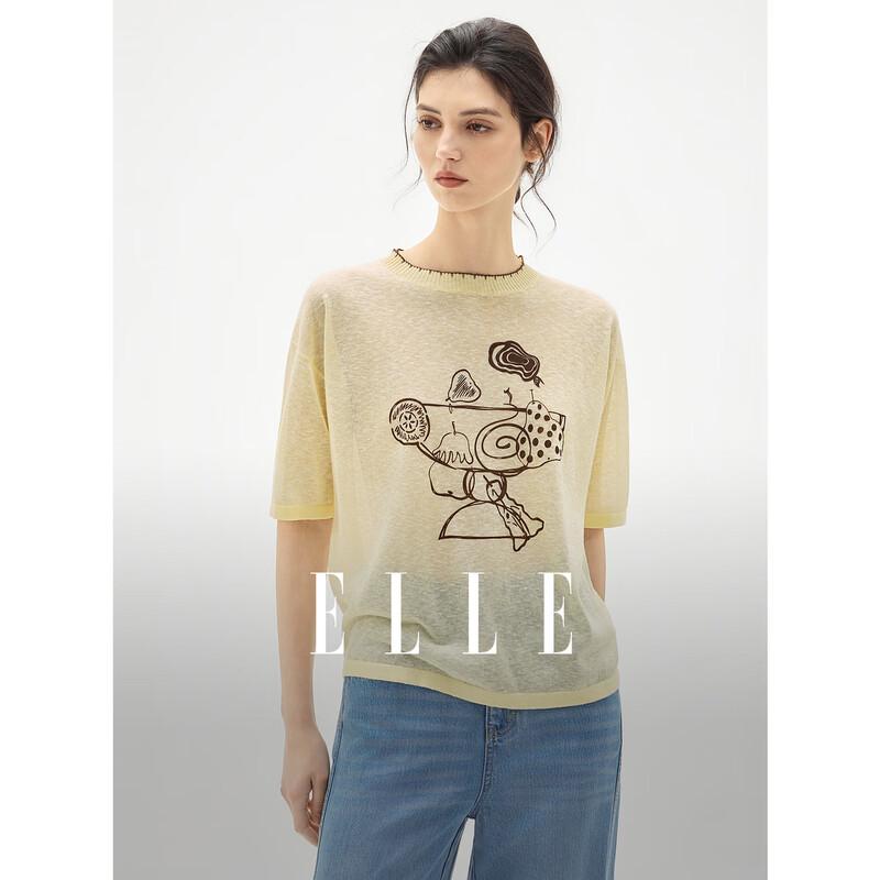 

ELLE Graffiti Print Knit Short Sleeve Top M