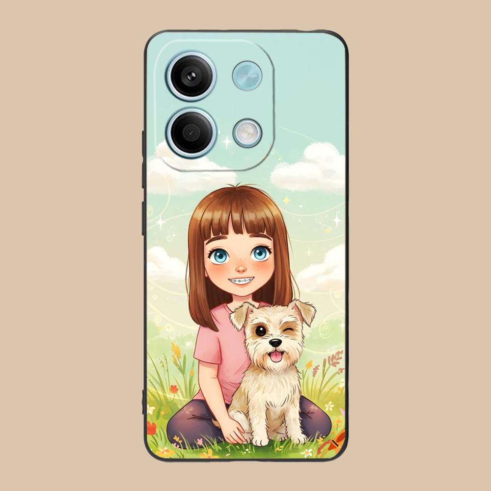 Girl Dog Puppy Matte TPU Mobile Phone Case for Xiaomi 15 14 13 12 Mi 11 T Ultra Lite Pro S X 5G Colorful Printing Cover