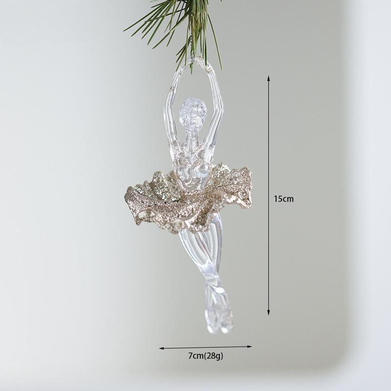 Modern Acrylic Christmas Tree Ornaments Bells Pumpkin Carriage Carousel Ballerina Minimalist Luxury Decor