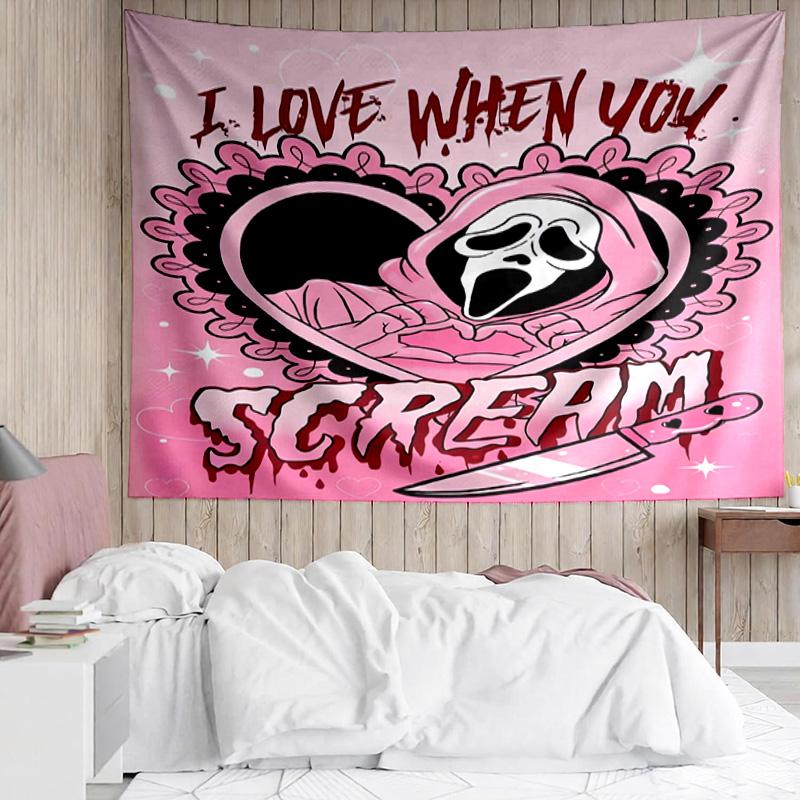1PC Ghostface Greetings Poster K-pop music group Tapestry Accessories for Bedroom,Livingroom, dormitory Room Wall Decor Fan Birthday Gifts