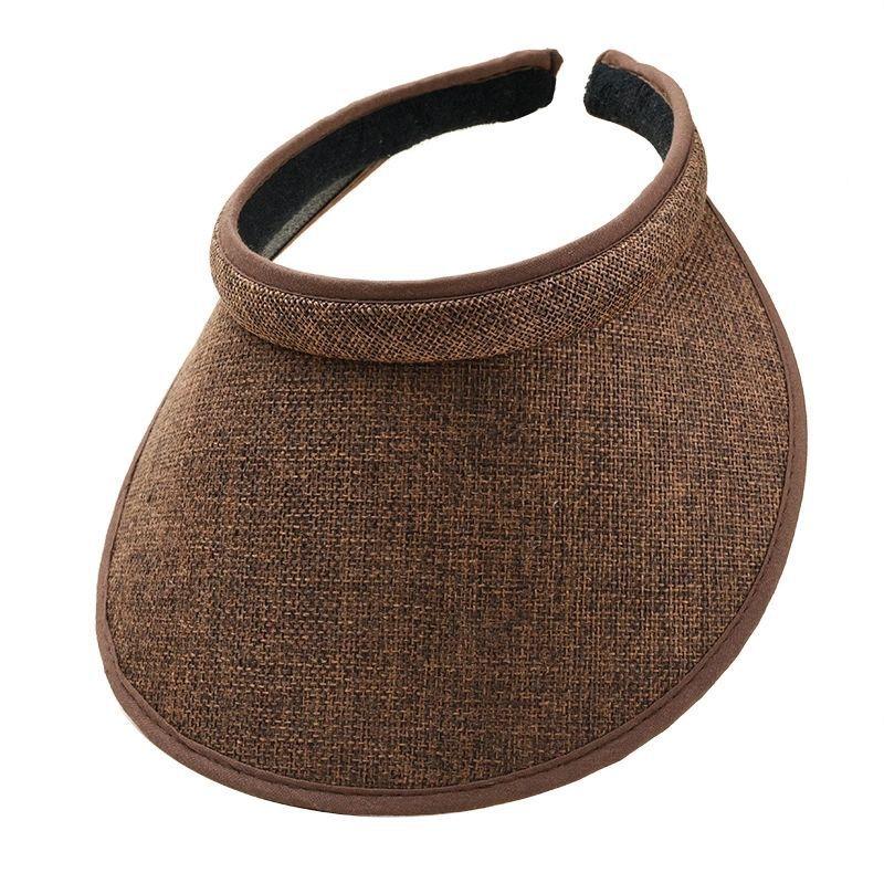 Women Summer Empty Top Visors Sun Hat Simple Solid Color Wide Brim Sunscreen Cap Female Outdoor Adjustable Travel Beach Hats