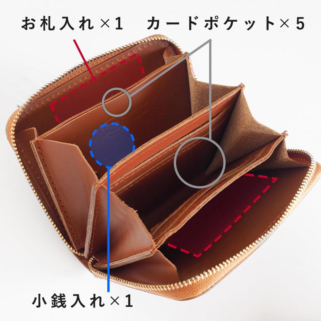 Compact Round Zip Wallet Himeji Leather Gold Small Wallet Mini Wallet Mini Does Not Fold Bills Round Compact [Anac] AK22TA-B0005-GLD