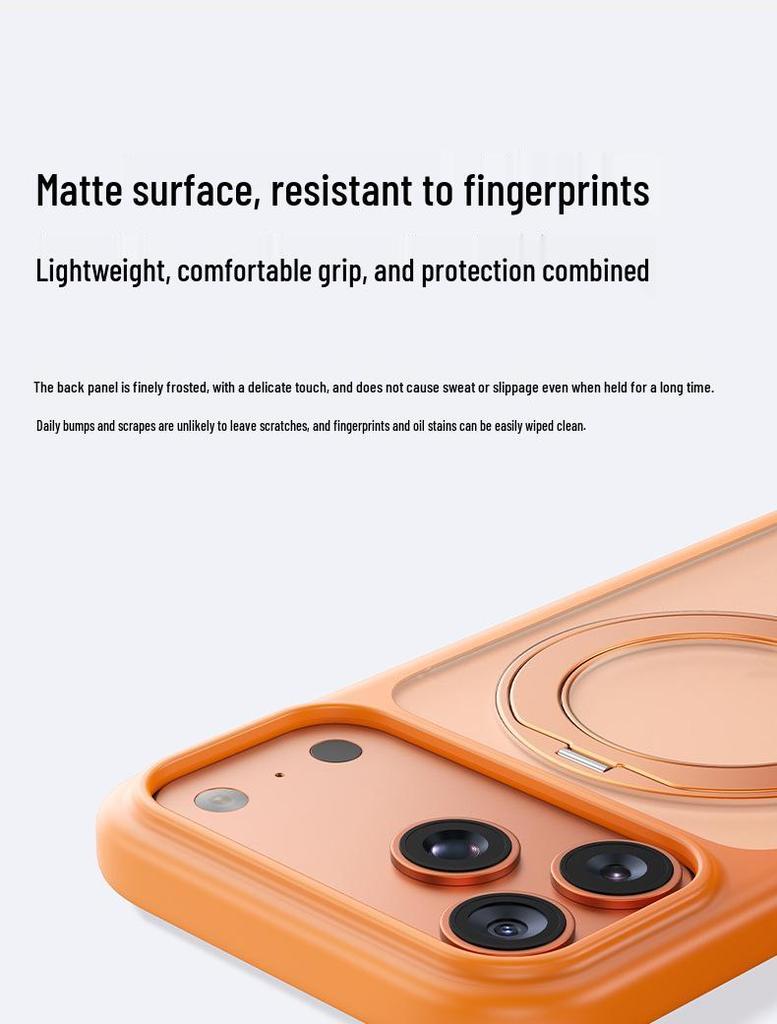 Compatible iPhone 17 Pro Skin-Feel Case with Magnetic Rotating Stand & Button Protection for Apple 16 Pro Max