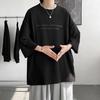 O-Neck 3/4 Sleeve Men T-shirt Ice Silk Thin Moisture Wicking Oversized Letter Print Tee Shirt Daily Clothing