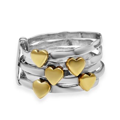 Clarity Meditatie Draaiende Ring 925 Sterling Zilver Vijf Hartjes Ontwerp Stapelbare Stapelbare Textuur Band Ring Voor Vrouwen & Meisjes