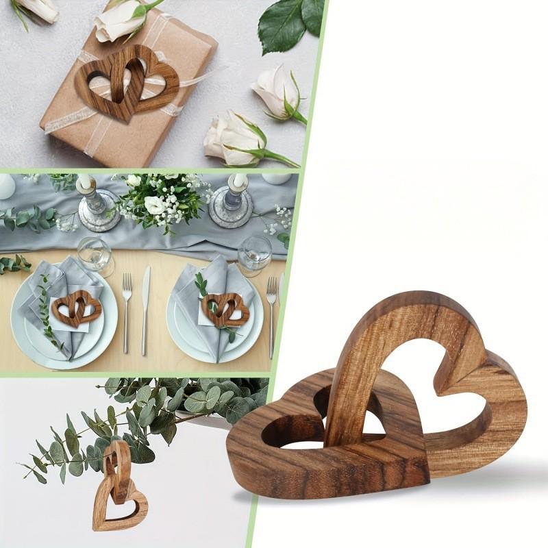 Wooden Double Intertwined Hearts Ornament Memorial Gift Keepsake For Decoration
