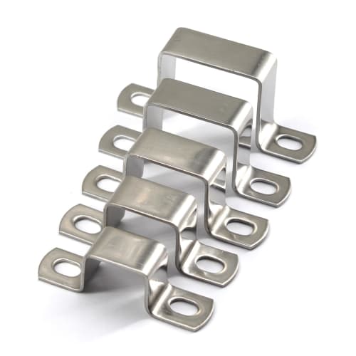 (10pcs) 25x25mm Square Pipe Clamps, 304 Stainless Steel U-Shaped Strut Connector Brackets, Tube Buckles, Hose Clamps, Cable Clamps
