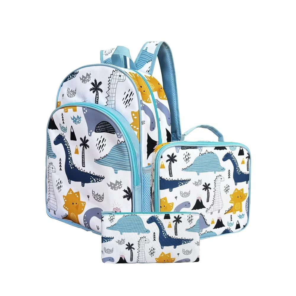 

Dinosaur Multi-Faceted Printed Pattern Backpack, Cool and Personalized Three-Piece School Bag for Boys 16 inches