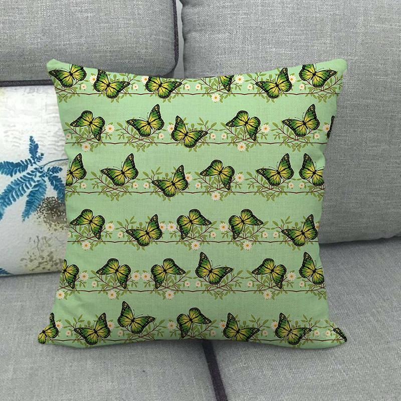 Colorful Butterfly Cartoon Insect Animal Digital Printing Short Plush Pillow Covers For Car Sofa Office Cushion Cover Home Goods
