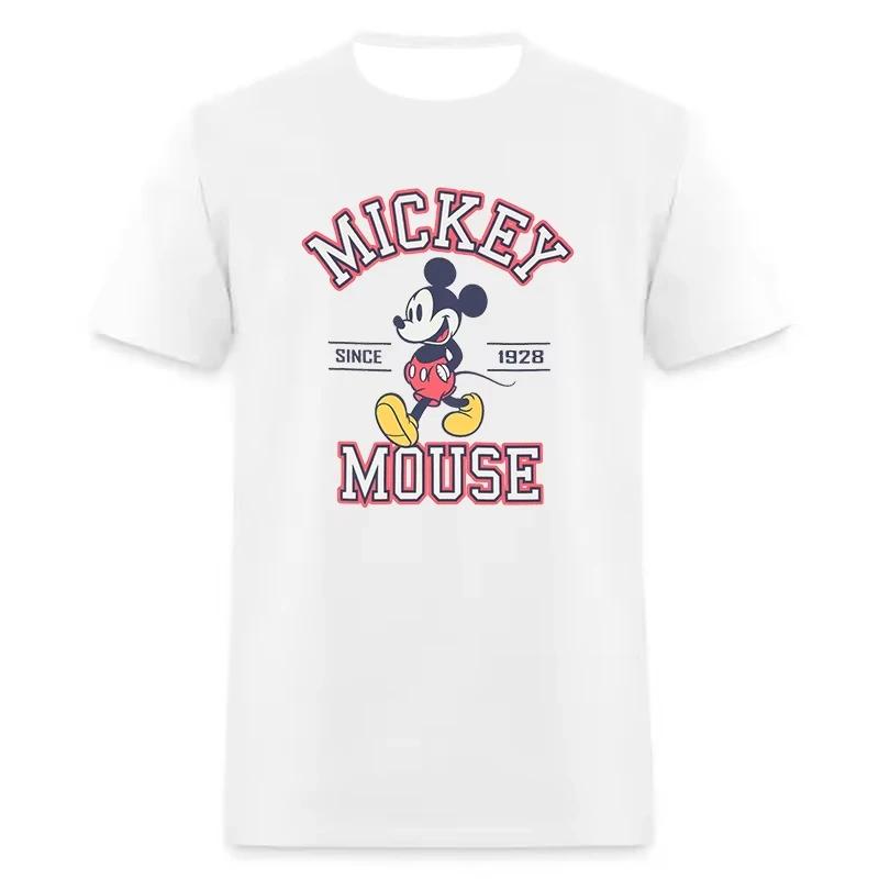 

Summer Disney Mickey Minnie White Short Sleeves T-Shirt for Women MenO-Neck Tops Tees Fashion Clothing Daily Casual Streetwear L
