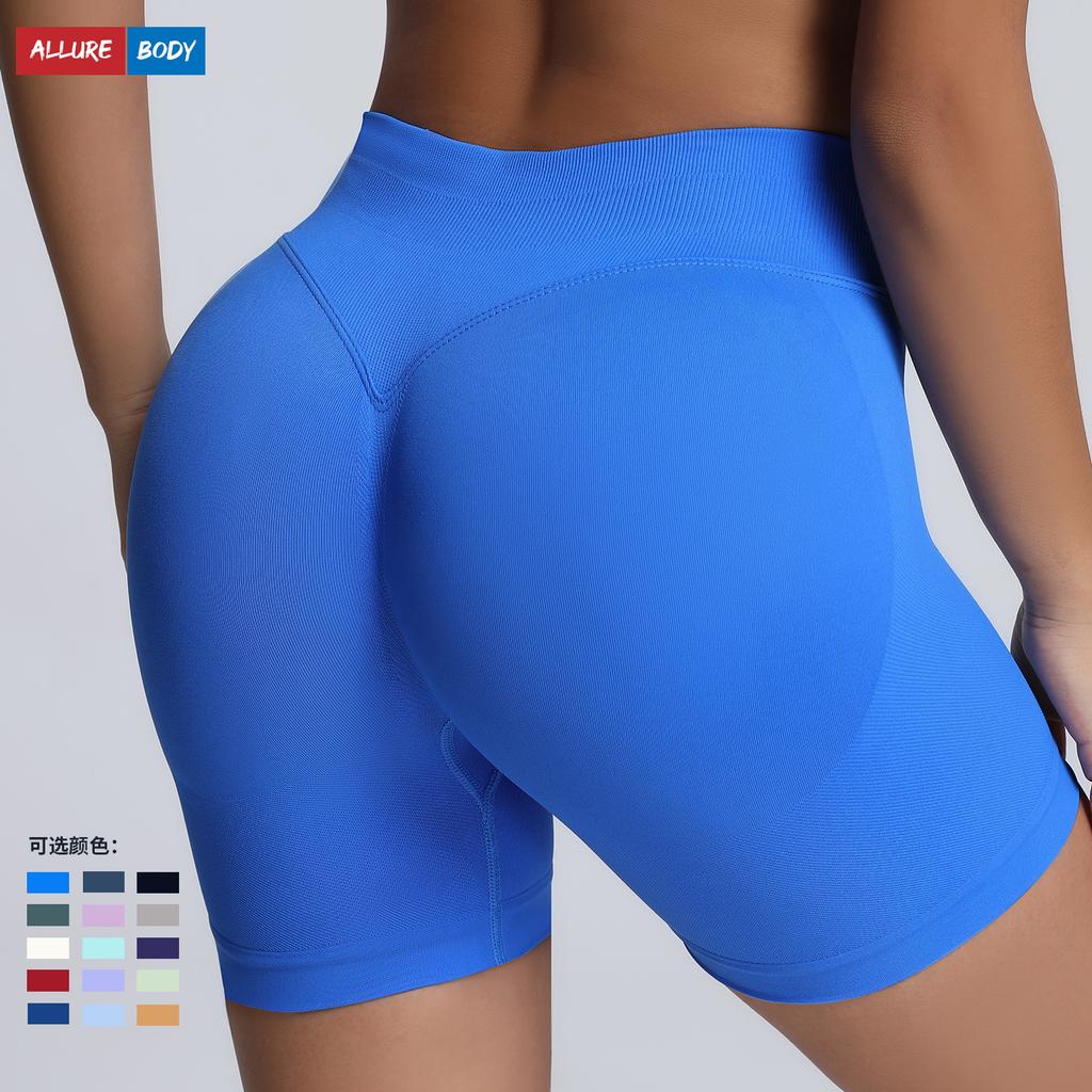 Seamless Matte High Waisted Yoga Shorts, Cinching And Lifting Hips, Tight Fitting Women'S Fitness Pants, Worn As Outerwear Running Shorts