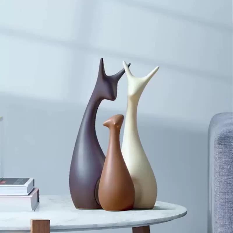 Nordic Ceramic Figurine Ornaments for Living Room TV Cabinet Wine Cabinet Entryway Deer Sculpture Creative Home Decor