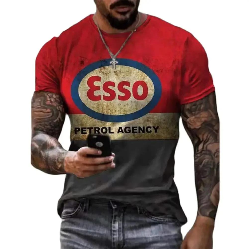 Men's T-Shirt 3D Graphics Texaco Car Oil Pullover Fashion Summer Casual Tops Sweatshirt Men's Harajuku T-Shirt Clothing
