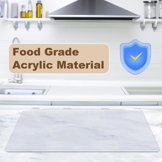 Acrylic Cutting Board with Counter Lip 16x12 Inch Non-Slip Clear Kitchen Chopping Boards for Countertop Protector Apartment Essentials