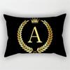 Gold Color Letter Cushion Cover 30x50cm Rectangle Pillow Case Crown Leaves Plant Polyester Black Sofa Pillow Cover Home Decor